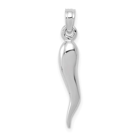 14k White Gold Medium 3D Italian Horn Pendant,All Products : American Fashion Style Bags On Sale